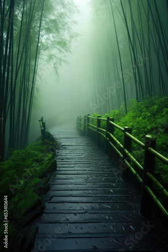 Bamboo forest with steep mo...