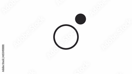 Dot rotating around blank circle bw 2D element animation. Point spinning around round outline flat ui element cartoon 4K video, alpha channel. Go around animated loader isolated on white background