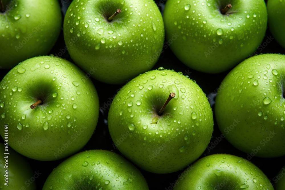 Background of green apples, fresh organic fruits from the farm Background of green apples, fresh organic fruits from the farm