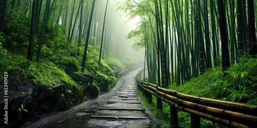 Bamboo forest with steep mo...