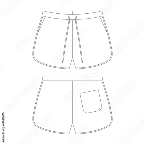 template swim shorts vector illustration flat design outline clothing collection