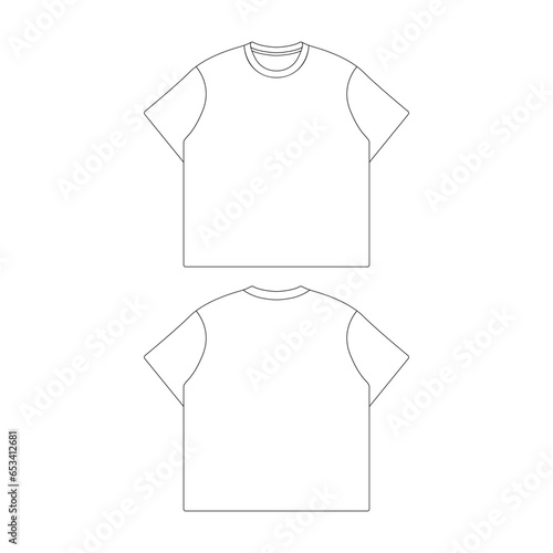 template t-shirt boxy vector illustration flat design outline clothing collection