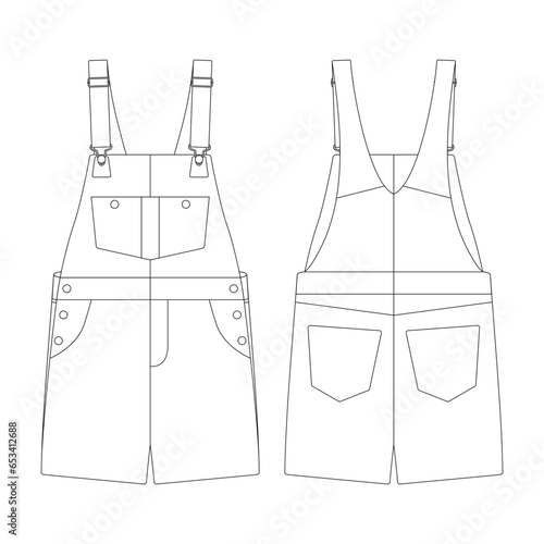 template shorts bib overall vector illustration flat design outline clothing collection