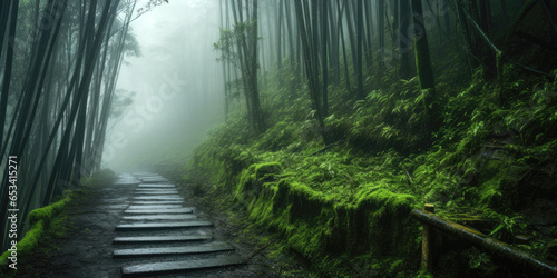 Bamboo forest with steep mo...
