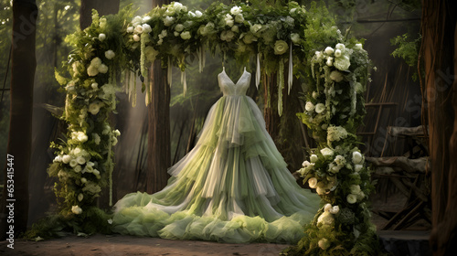 Sustainable Green Eco Wedding Decoration: Outdoor Concept with Elegant Dressing Frock, Eco-Friendly Event Styling