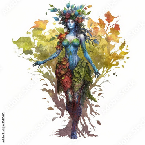 Illustration of a Dryad on a white background