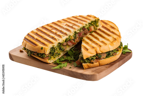 Milanese and gremolata panini on transparent background. Generative AI.