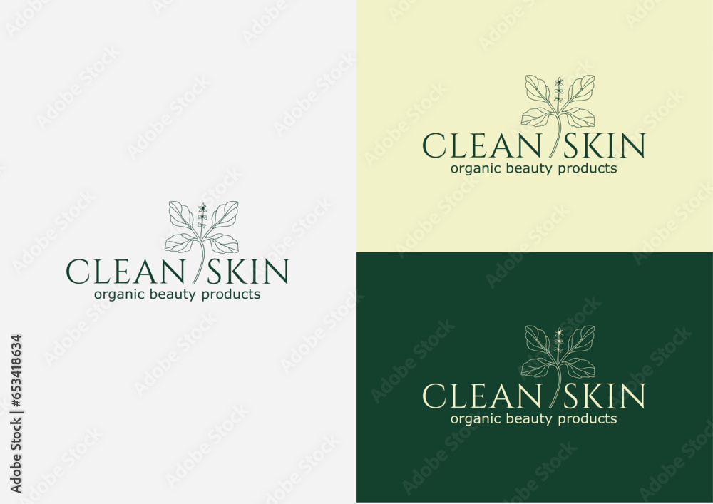 organic beauty products logo, beauty logo, botanical logo, clean skin logo , herbal logo