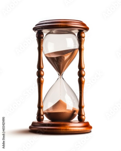 Hourglass Isolated on White Background for Time, Countdown, and Antiques Concept with Equipment and Covering