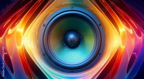 super power speaker on abstract background  speaker on colored background  graphic designed speaker on colorful background  designed speaker
