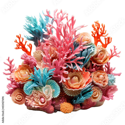 Small coral reef isolated on transparent background