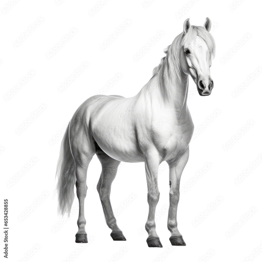 White horse standing on transparent background White horse standing on transparent background