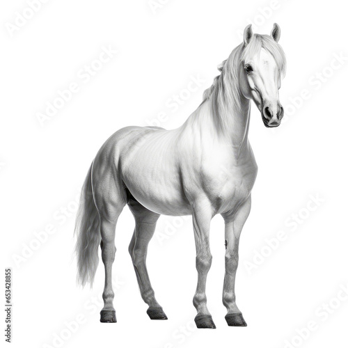 White horse standing on transparent background