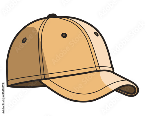 brown peaked cap for sun protection. flat vector illustration.