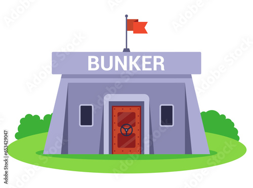 concrete bunker to protect people from missiles. flat vector illustration.