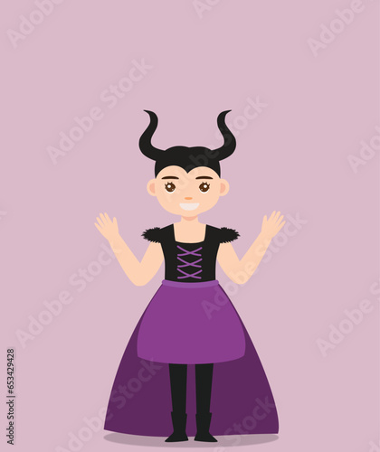girl in devil costume at halloween party