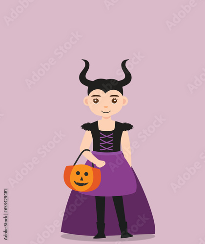 girl in devil costume at halloween party