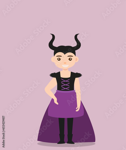 girl in devil costume at halloween party