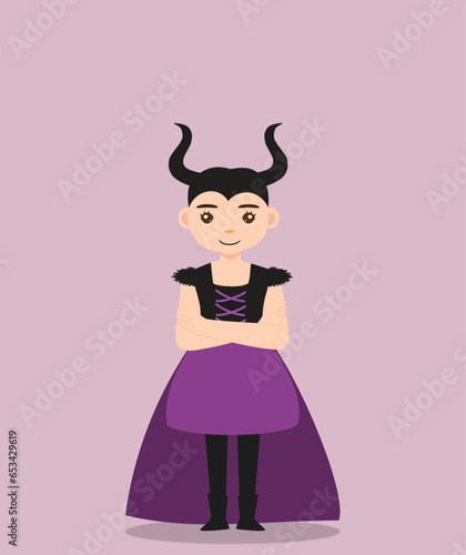 girl in devil costume at halloween party