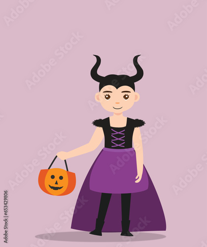 girl in devil costume at halloween party