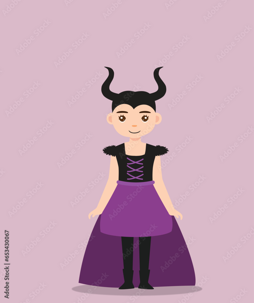 Fototapeta premium girl in devil costume at halloween party