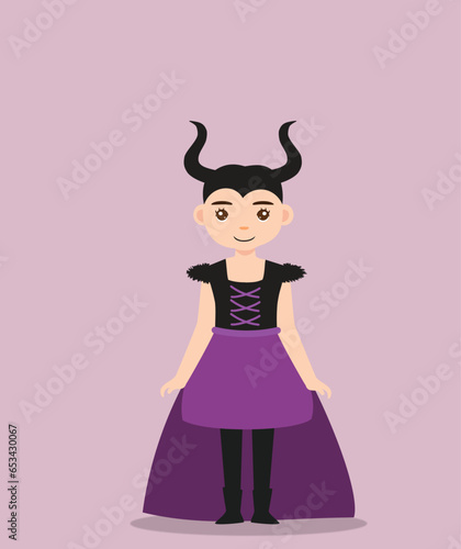 girl in devil costume at halloween party