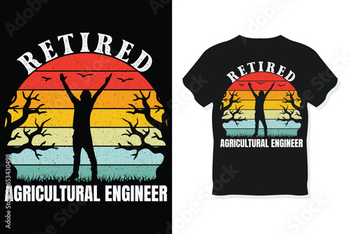Retired agricultural engineer Retro Funny Retirement T-Shirt Design