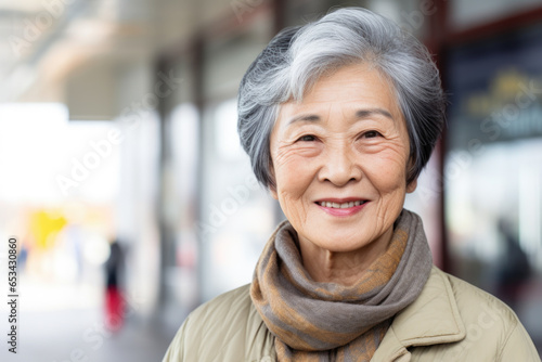 A genuine smile from an older Asian woman. Perfect for showcasing diversity and positivity.