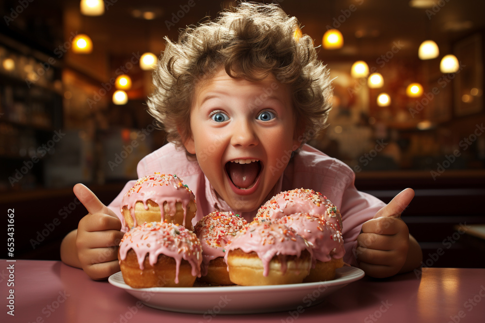 fat child eats lots of sweet donuts fat child eats lots of sweet donuts