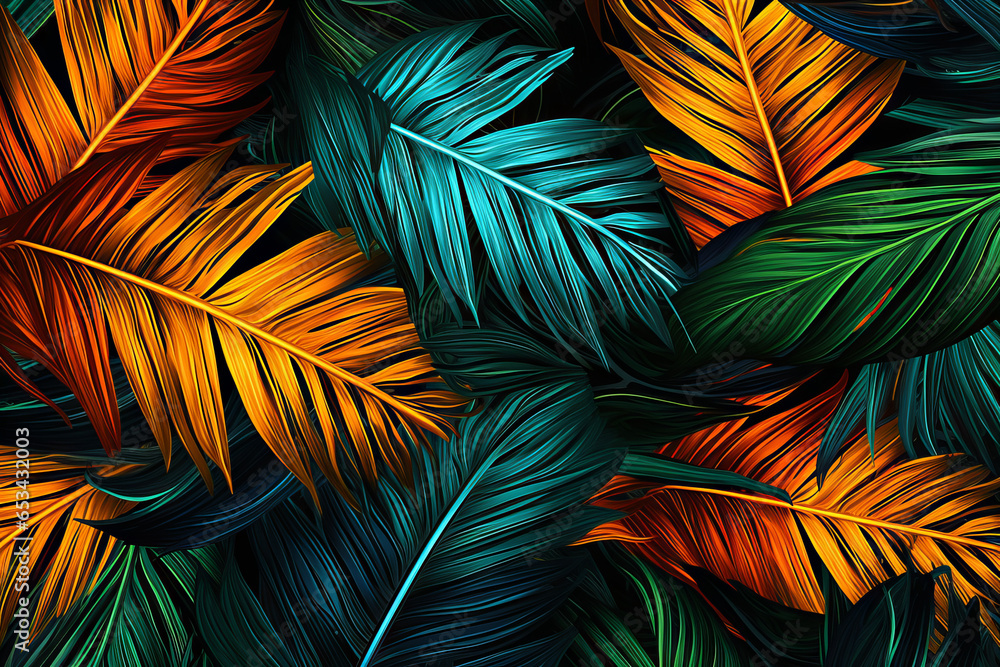 Closeup of tropical palm leaves pattern Closeup of tropical palm leaves pattern