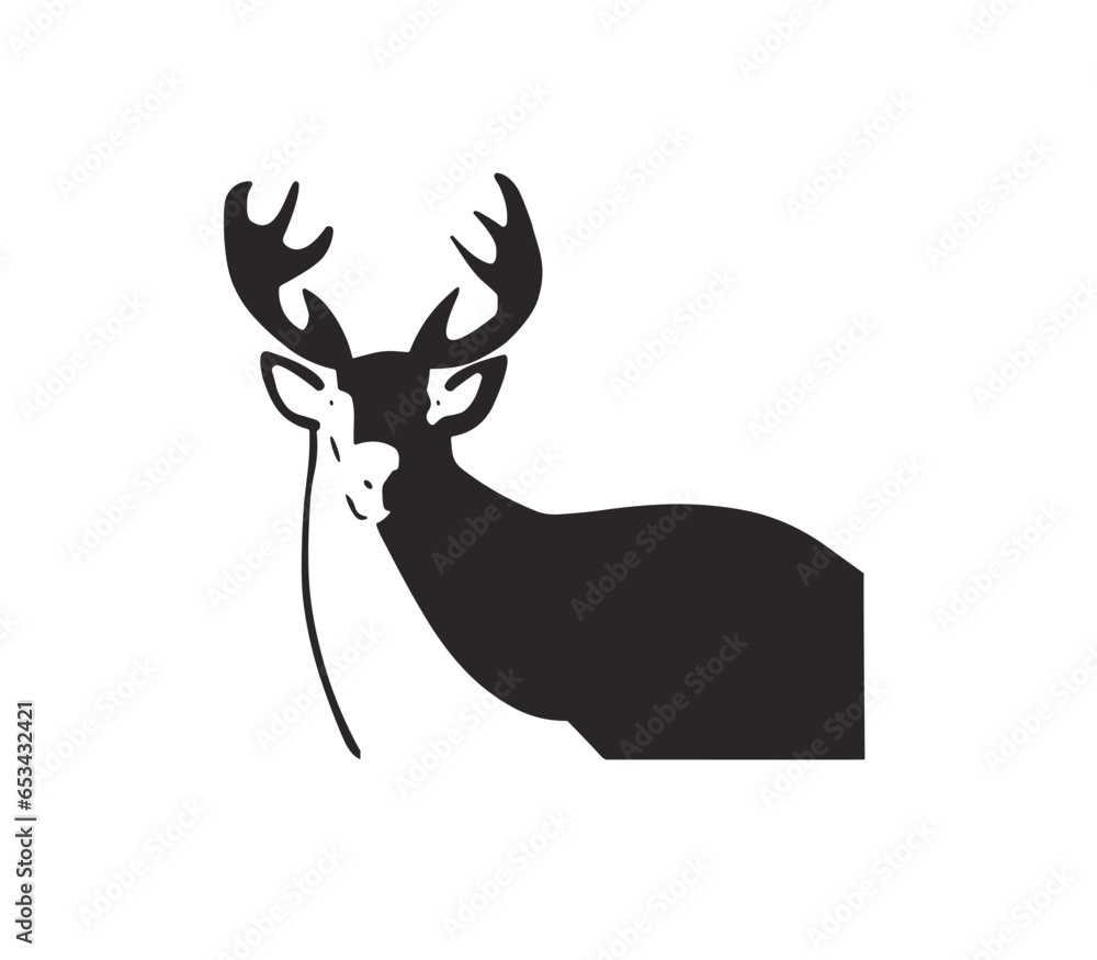 Deer logo head silhouette cartoon design Deer logo head silhouette cartoon design