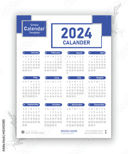 2024 calendar template design editable