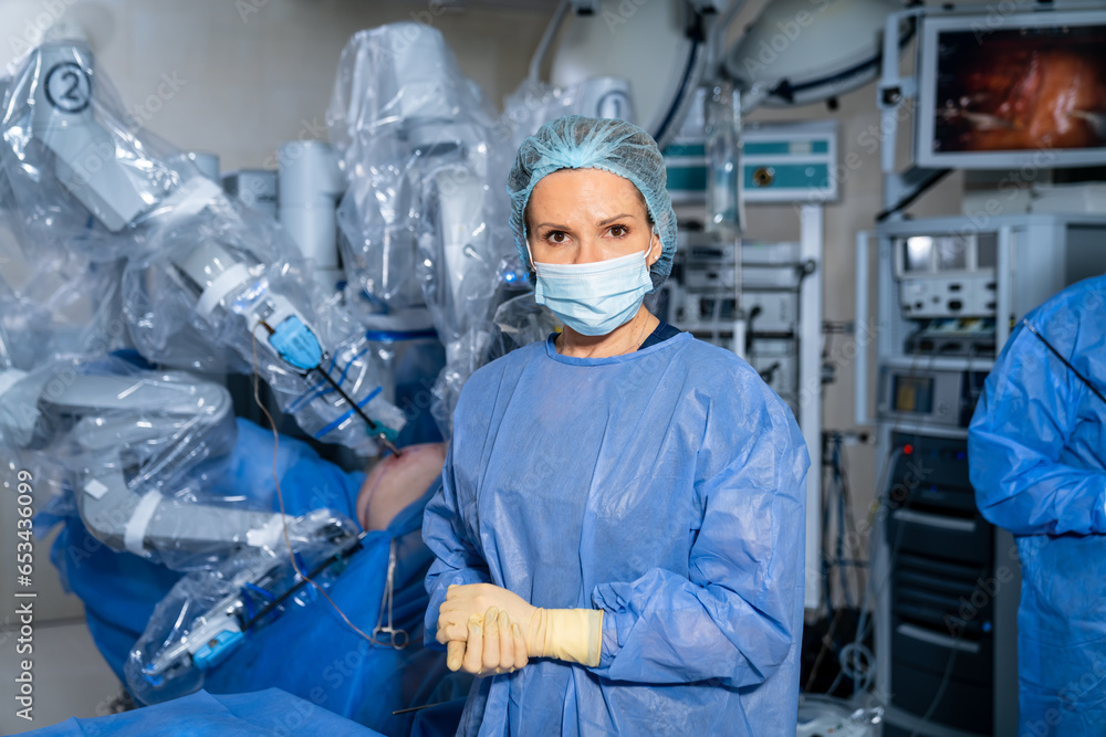 Robot surgeon ward. Operating surgery room with futuristic new technologies. Robot surgeon ward. Operating surgery room with futuristic new technologies.