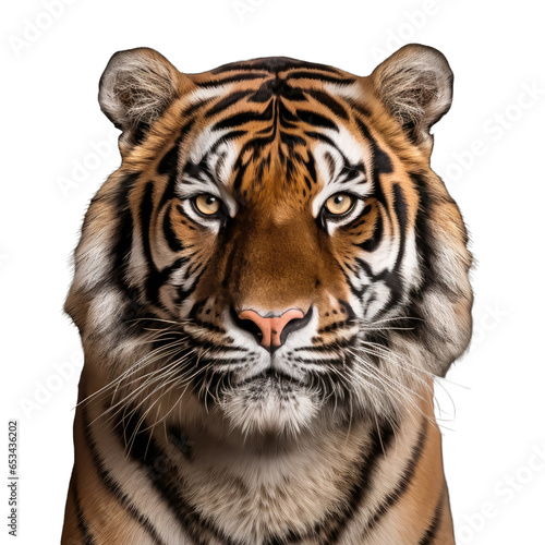 Tiger face shot on transparent background
