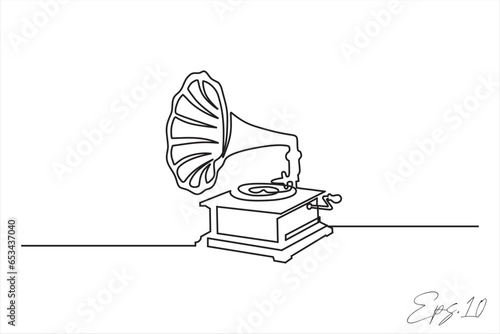 vinyl record continuous line vector illustration