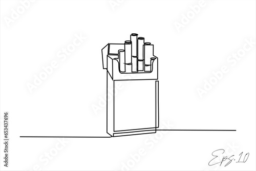 continuous line vector illustration of a pack of filter cigarettes