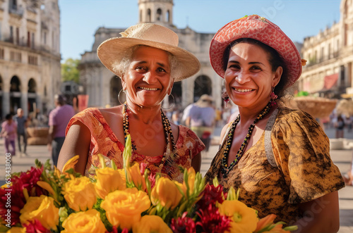Cuban old lady selling flowers at town square.  © IRStone