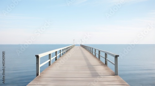  a long pier stretching out into the ocean on a sunny day. generative ai