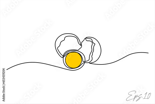 broken egg continuous line vector illustration