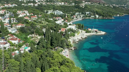 Croatias most beautiful coastline and beach from above. Crystal clear water photo