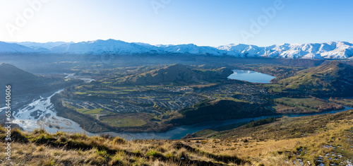 Panorama of Lake Hayes, the Kawarau River & the Shotover River near Queenstown photo