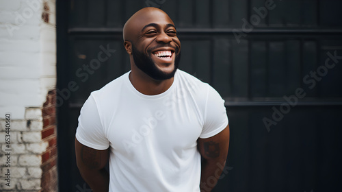 A Black Man Laughing White T-Shirts Mock up