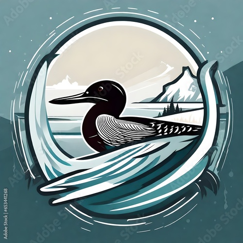 A logo for a business or sports team featuring a stylized loon bird that is suitable for a t-shirt graphic.