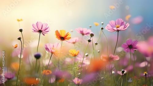Bokeh Background with Cosmos Flowers