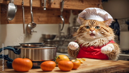 cartoon cat in the kitchen