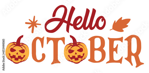 Hello October Typography Illustration Text Vector
