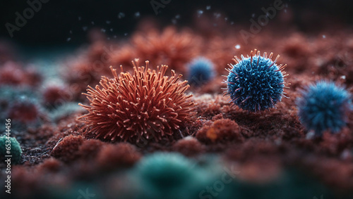 Virus 3D visualization of the virus, photo, disease