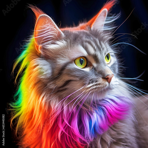 Portrait of colorfulcat.AI generated. photo