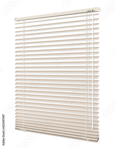 Blinds. Horizontal aluminum blinds. Beige color. Isolated element. 3d.