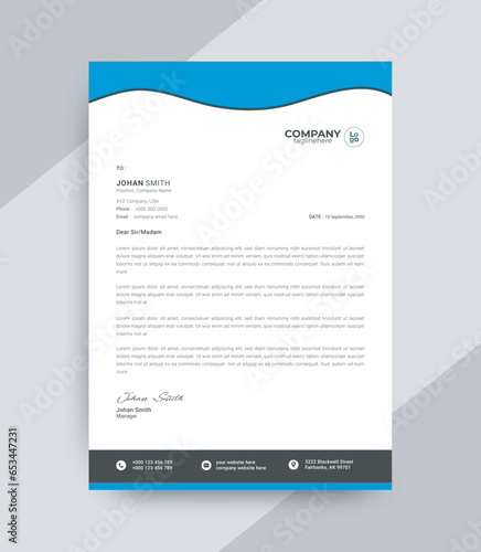 Minimal business letterhead design layout with 4 color and uncommon shapes graphic amplify